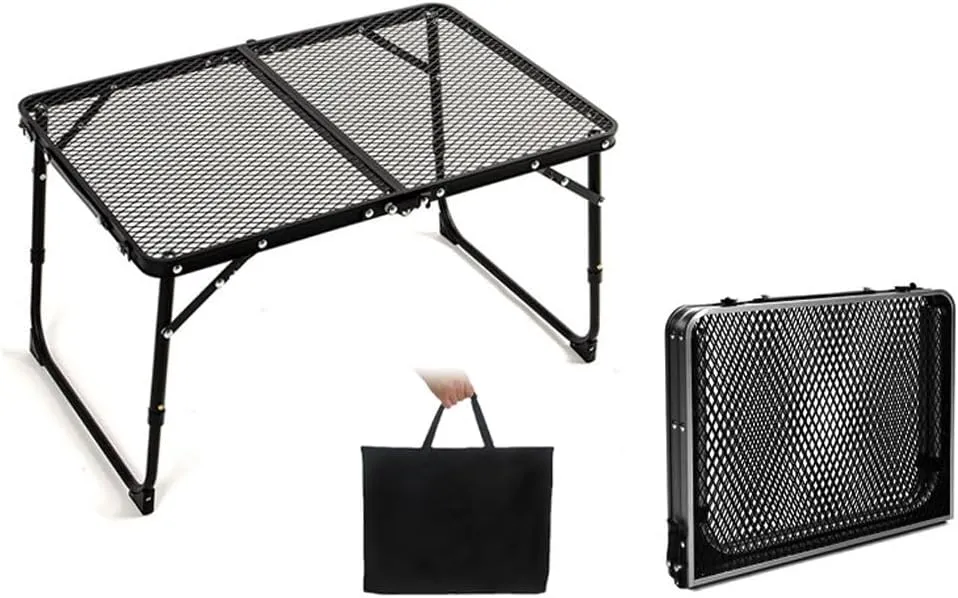Camping Folding Table Outdoor Picnic Table Foldable Beach Table Mesh Top Grill Table