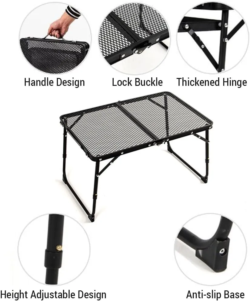 Camping Folding Table Outdoor Picnic Table Foldable Beach Table Mesh Top Grill Table