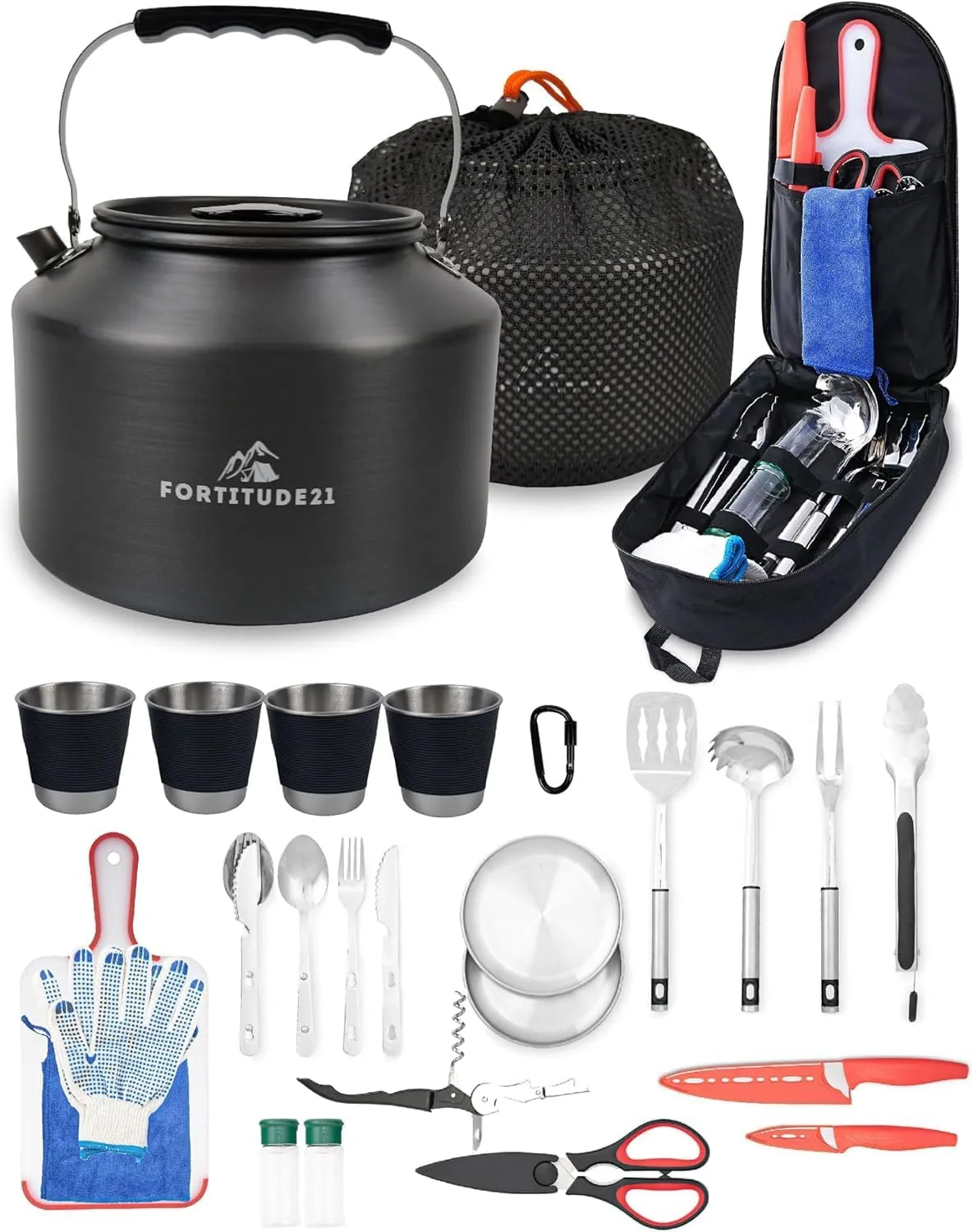 Camping Gear, Camping Cooking Set, 21pcs Camping Accessories Cooking, Camping Kitchen Set, Tea Kettle Stovetop, 2.2L Stovetop Kettle, Kettle Teapot, Camping Kettles for Boiling Water