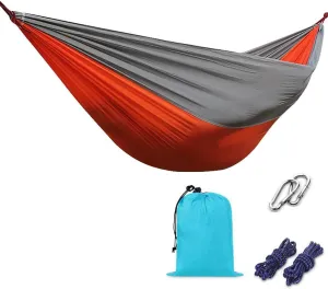 Camping Hammock 210T Nylon Breathable Hammock Tent with Tree Straps & Aluminum Alloy Carabiners Travel Hammock Quick Drying for Hiking Backpacking Garden (Color : E, Size : 220x90cm)