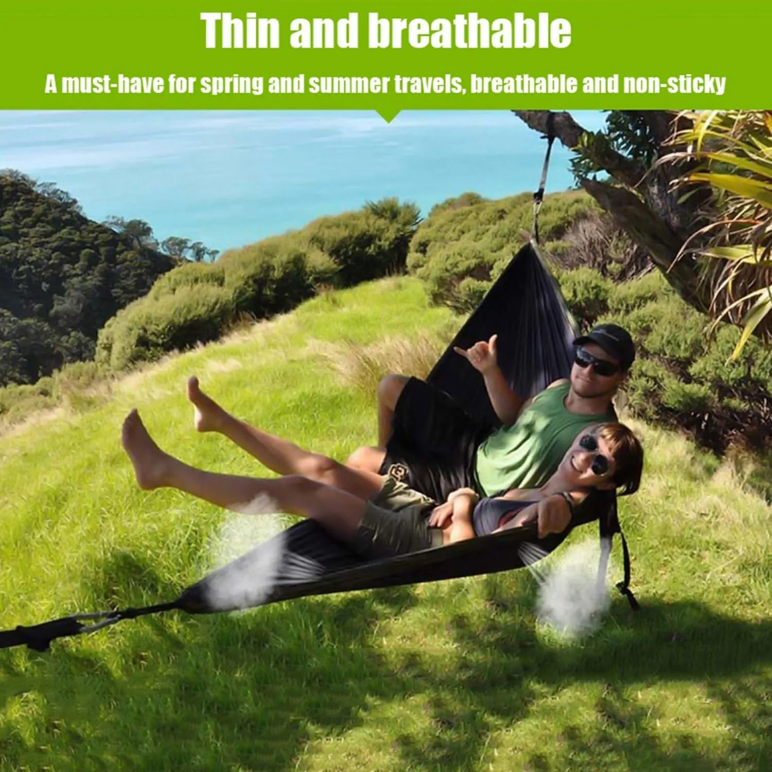 Camping Hammock 210T Nylon Breathable Hammock Tent with Tree Straps & Aluminum Alloy Carabiners Travel Hammock Quick Drying for Hiking Backpacking Garden (Color : G, Size : 220x90cm)