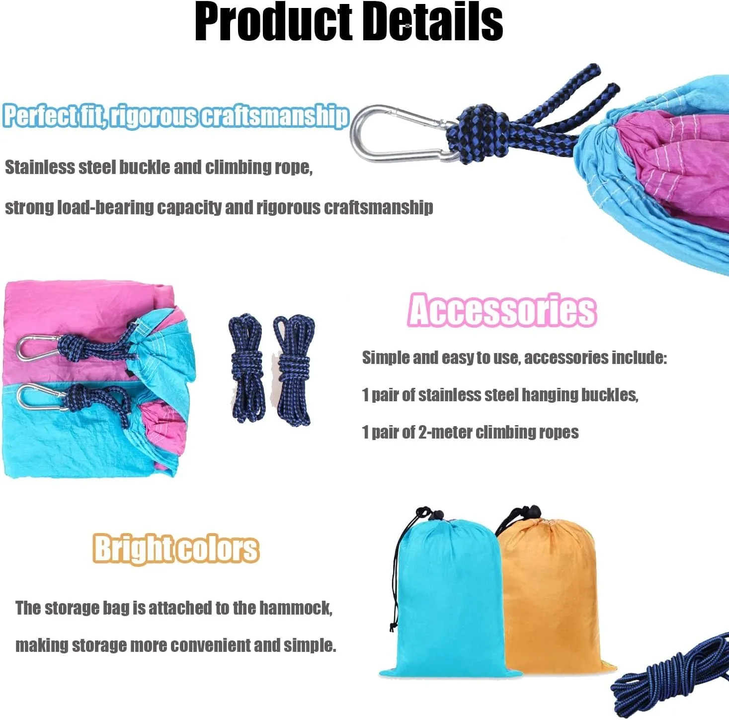 Camping Hammock 210T Nylon Breathable Hammock Tent with Tree Straps & Aluminum Alloy Carabiners Travel Hammock Quick Drying for Hiking Backpacking Garden (Color : G, Size : 220x90cm)