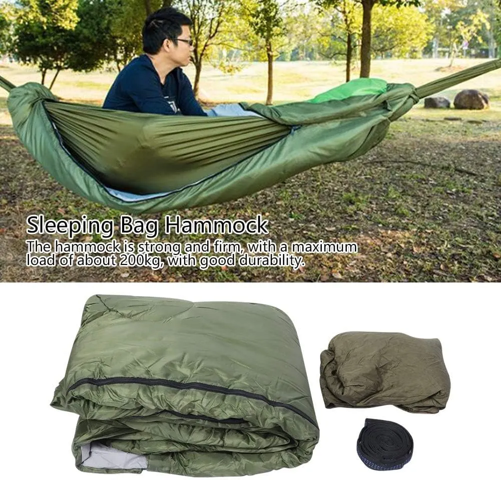 Camping Hammock, 210T Polyester Taffeta Thermal Waterproof Hammock Tent, Withstand Cold Hooded Designed Strong Hammock Sleeping Bag, for Outdoor, Camping, Picnic[Thin]