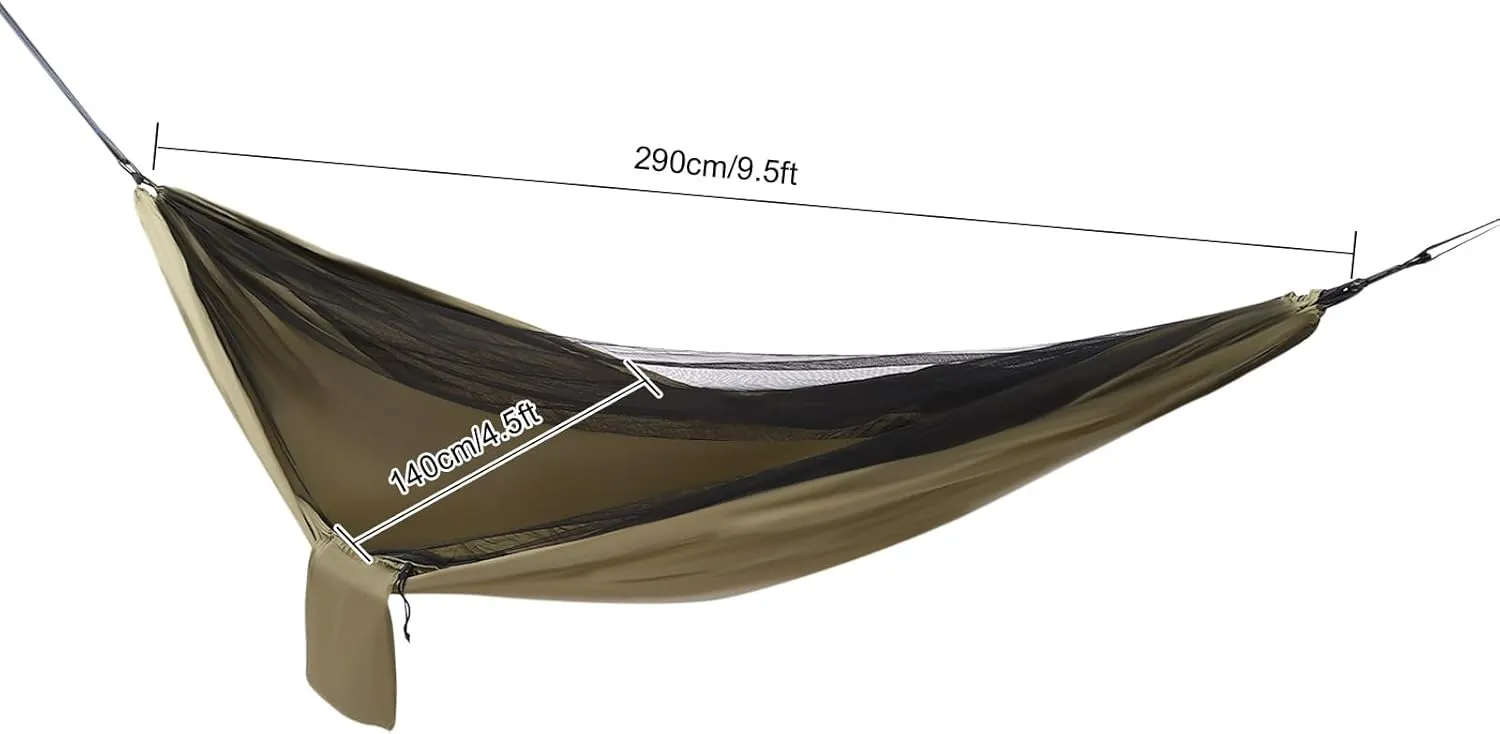 Camping Hammock, Hammocks with Mosquito Net Tent and Rain Fly Tarp, Hammock Set for Camping Backpacking Backyard Patio Hiking Travel Outdoor (Army Green)