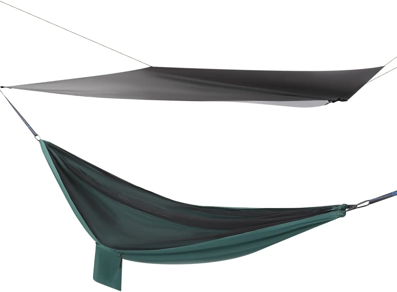 Camping Hammock, Hammocks with Net Tent and Rain Fly Tarp, Hold Up to 440bls, Hammock Tent for Outdoor Hiking Backpacking Survival Travel, 9.5 L*4.5ft W (Black, Blackish Green)