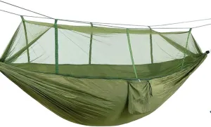 Camping Hammock, Mosquito Net Hammock, Lightweight Double Hammock up to 440 lbs, Portable Hammock for Indoor, Outdoor, Hiking, Camping, Backpacking, Travel, Backyard, Beach (Green)
