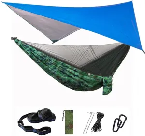 Camping Hammock Net and Hammock Canopy Portable Nylon for Hiking Camping Survival Travel Blueandcamouf