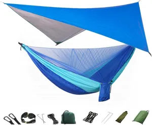 Camping Hammock Net and Hammock Canopy Portable Nylon for Hiking Camping Survival Travel Blueandlightblue