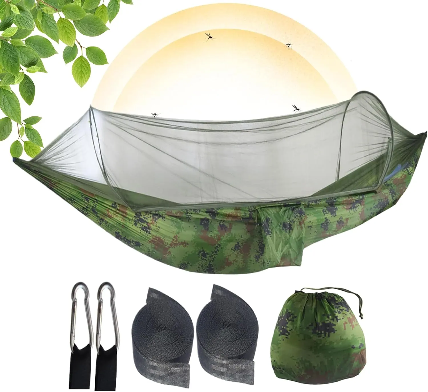 Camping Hammock Net - Portable Jungle Hammock System, Backyard Net | Camp Use with Fine Mesh, Carabiners and Tree Straps Included Outdoor Resting Equipment for Friends, Coworkers