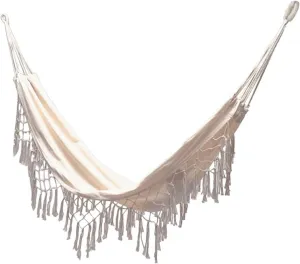 Camping Hammock Outdoor Backyard Leisure Canvas Sleeping Hanging Swing Chair Bed Camping Hunting Portable Foldable Tassel Double Hammocks