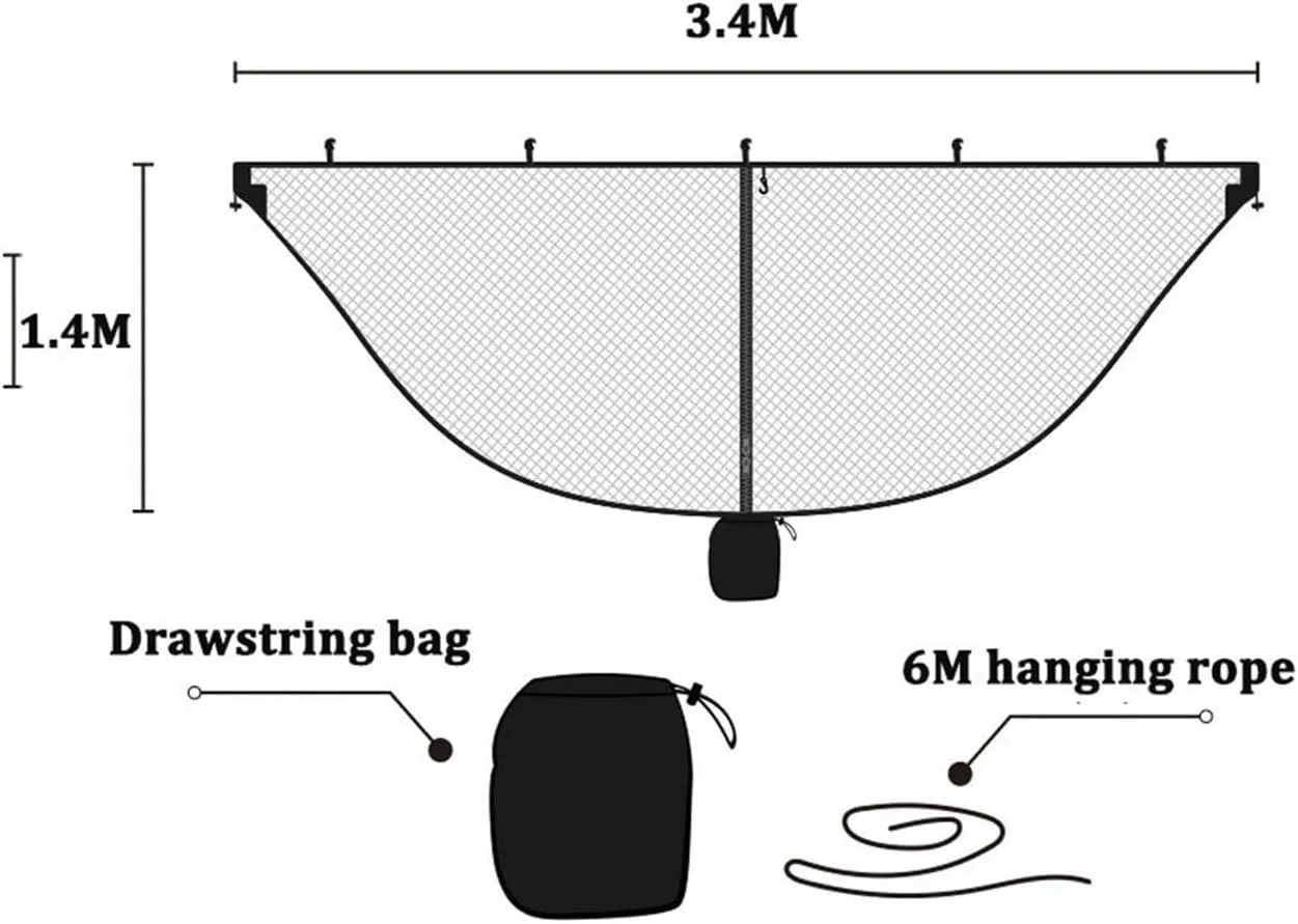 Camping Hammock Outdoor Easy Setup Travel Portable Hammock Net Fabric Nylon Camping Double Person Foldable Separating Bed Net (Color : Black)