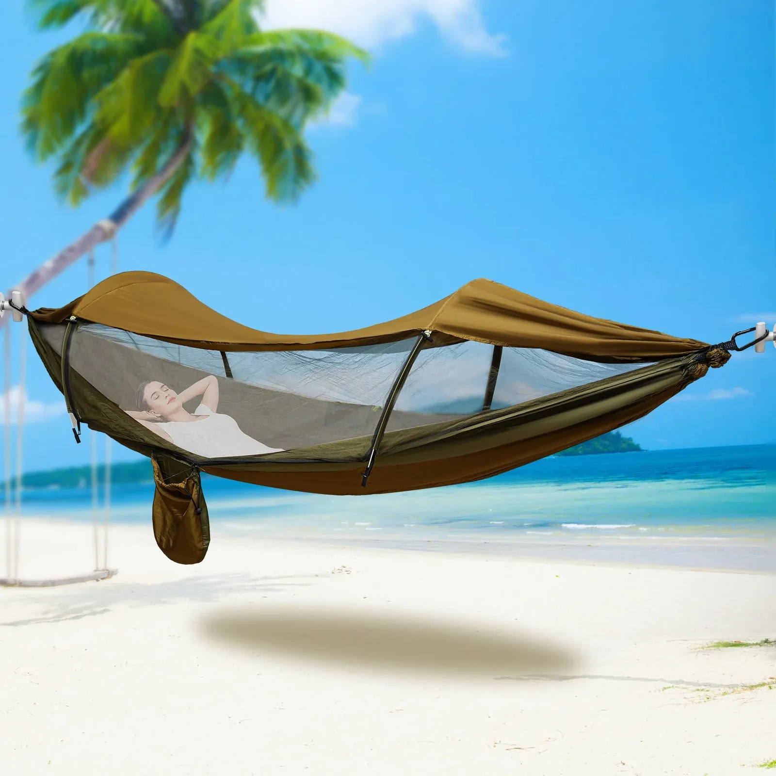 Camping Hammock, Portable Camping Hammock, Anti-mosquito and Anti-Sun Camping Hammock