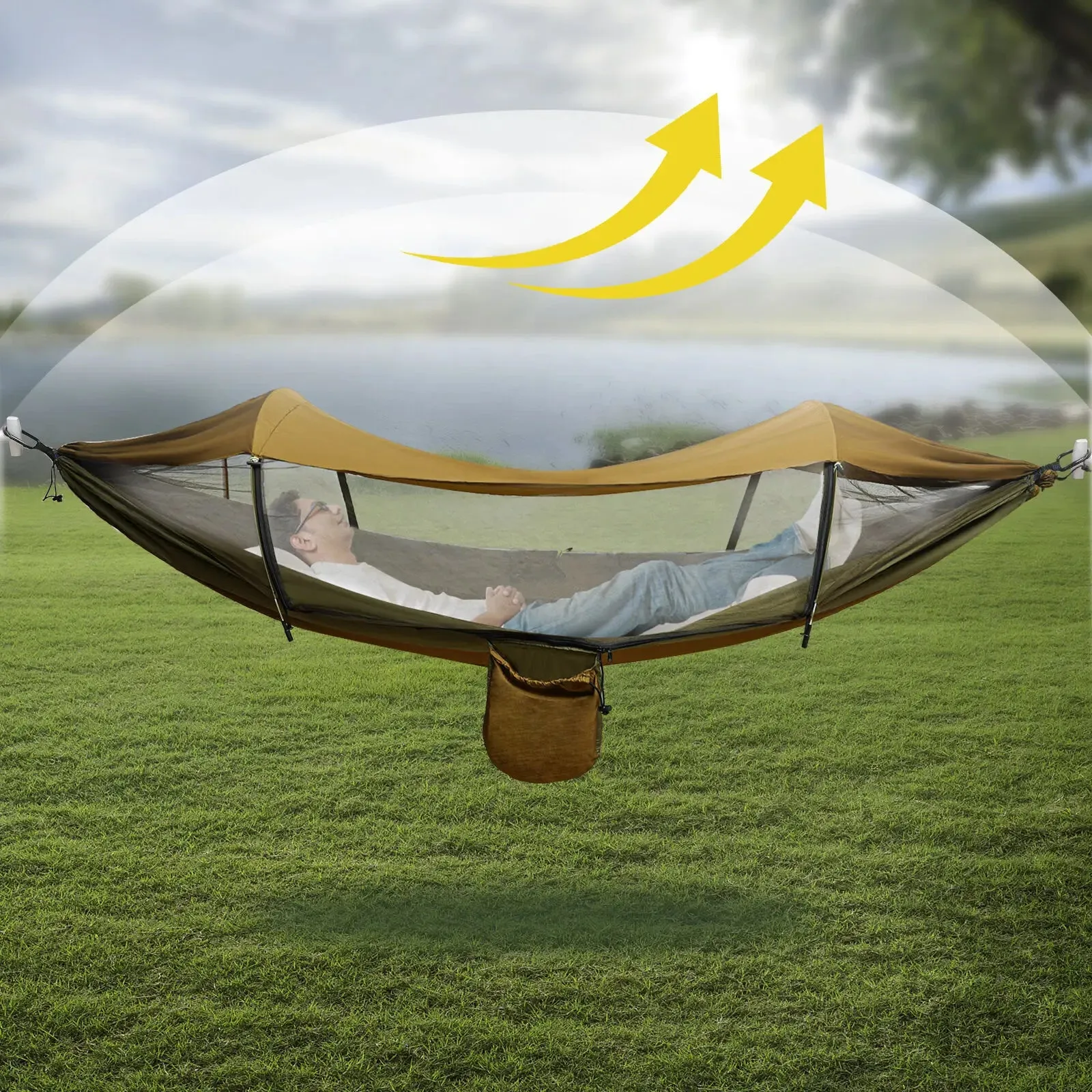 Camping Hammock, Portable Camping Hammock, Anti-mosquito and Anti-Sun Camping Hammock