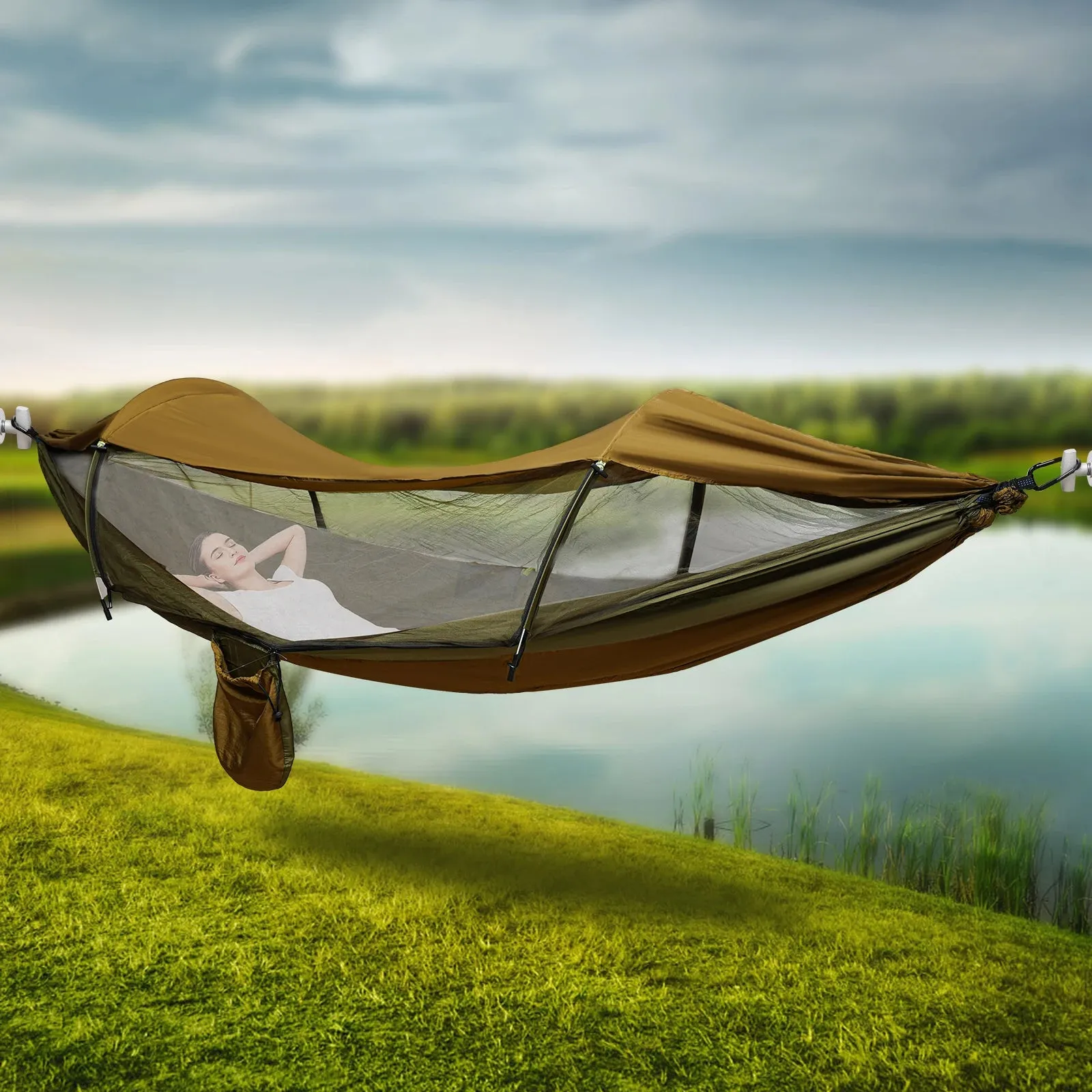 Camping Hammock, Portable Camping Hammock, Anti-mosquito and Anti-Sun Camping Hammock
