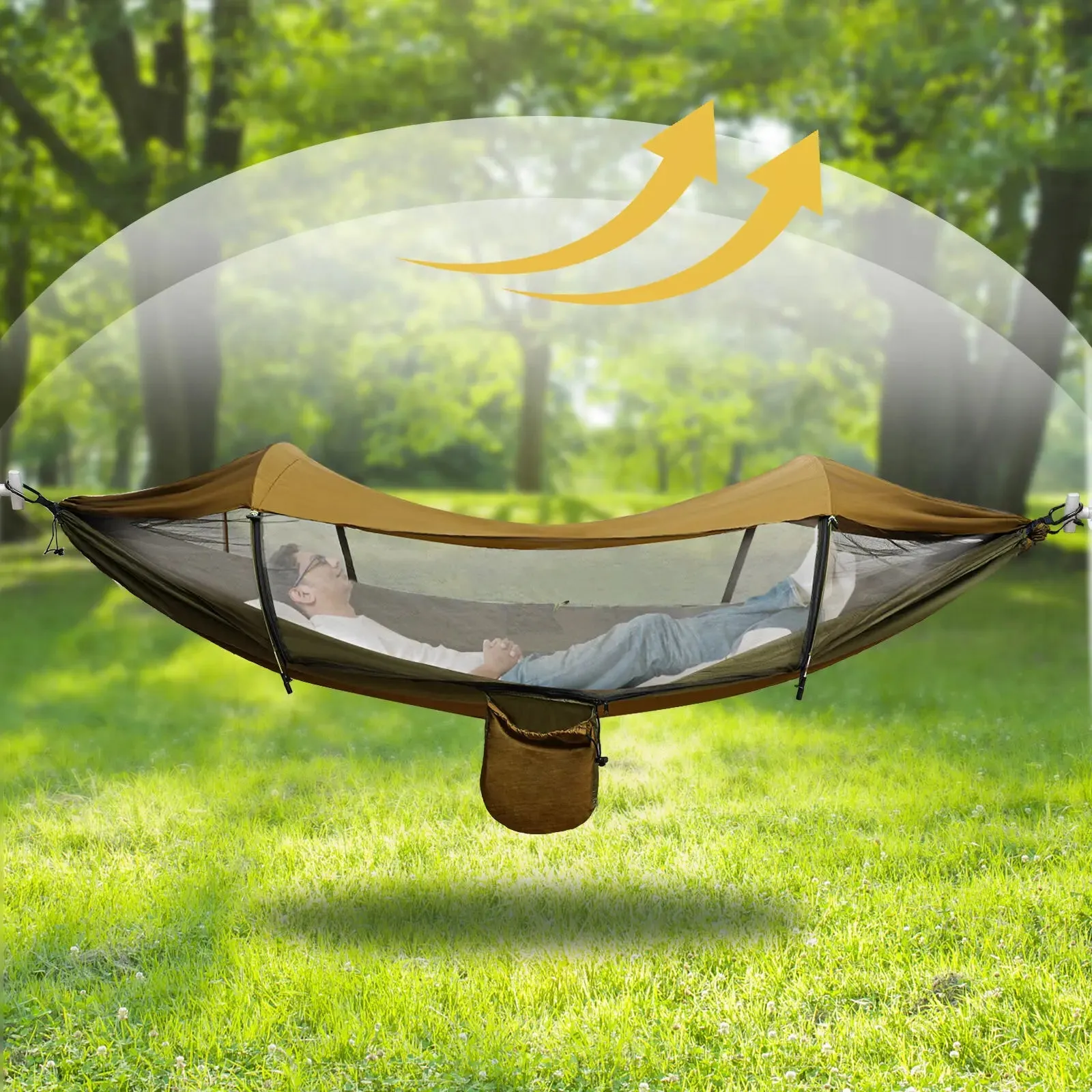 Camping Hammock, Portable Camping Hammock, Anti-mosquito and Anti-Sun Camping Hammock