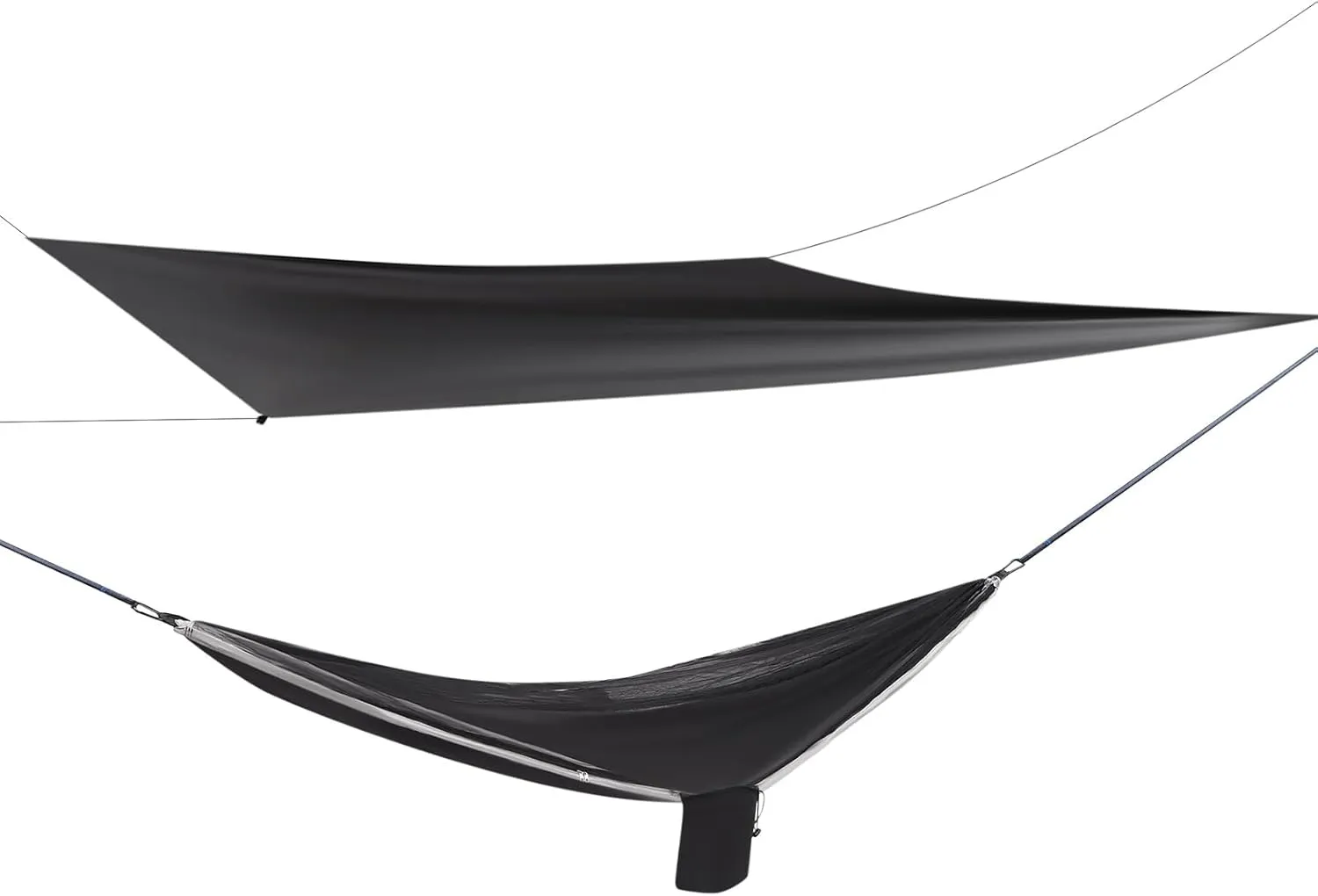 Camping Hammock, Portable Hammock with Net Tent and Rain Fly Tarp, 440.9 lbs Load-Bearing Capacity, for Indoor Outdoor Hiking Survival Travel (Black/Grey)