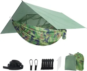 Camping Hammock Set Portable Single Hammock,Camping Hammock with Mosquito Net, Parachute Cloth Hammock for Camping, Backpacking Hikes, Outdoor Backyard (Color : D)