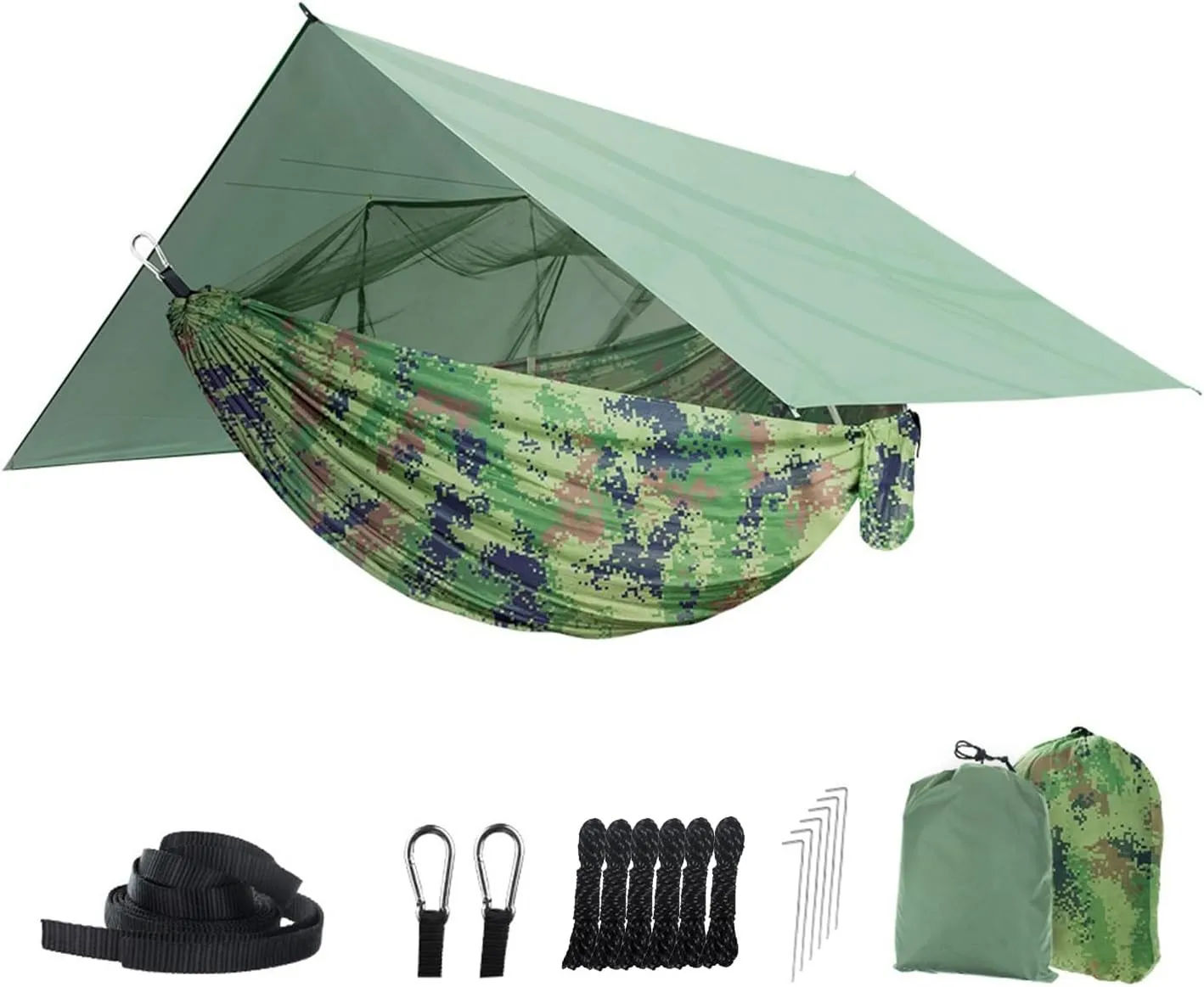 Camping Hammock Set Portable Single Hammock,Camping Hammock with Mosquito Net, Parachute Cloth Hammock for Camping, Backpacking Hikes, Outdoor Backyard (Color : D)