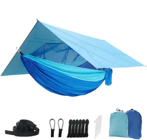 Camping Hammock Set Portable Single Hammock,Camping Hammock with Mosquito Net, Parachute Cloth Hammock for Camping, Backpacking Hikes, Outdoor Backyard (Color : E)