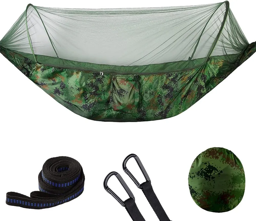 Camping Hammock with Mosquito Net, Portable Hammock Single & Double with Tree Straps, for Backpacking Hiking Travel Outdoor