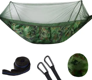 Camping Hammock with Mosquito Net, Portable Hammock Single & Double with Tree Straps, for Backpacking Hiking Travel Outdoor