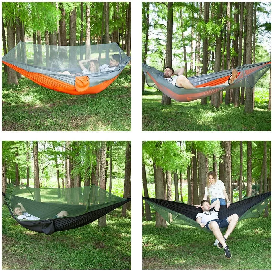 Camping Hammock with Mosquito Net, Portable Hammock Single & Double with Tree Straps, for Backpacking Hiking Travel Outdoor