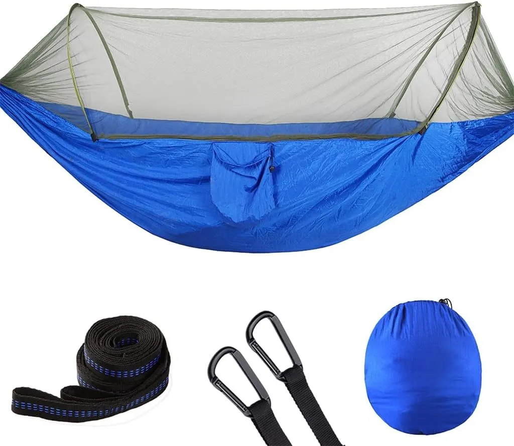 Camping Hammock with Mosquito Net -Up Light Portable Outdoor Parachute Hammocks Swing Sleeping Hammock Camping Stuff (Color : White-Style) (White Style)