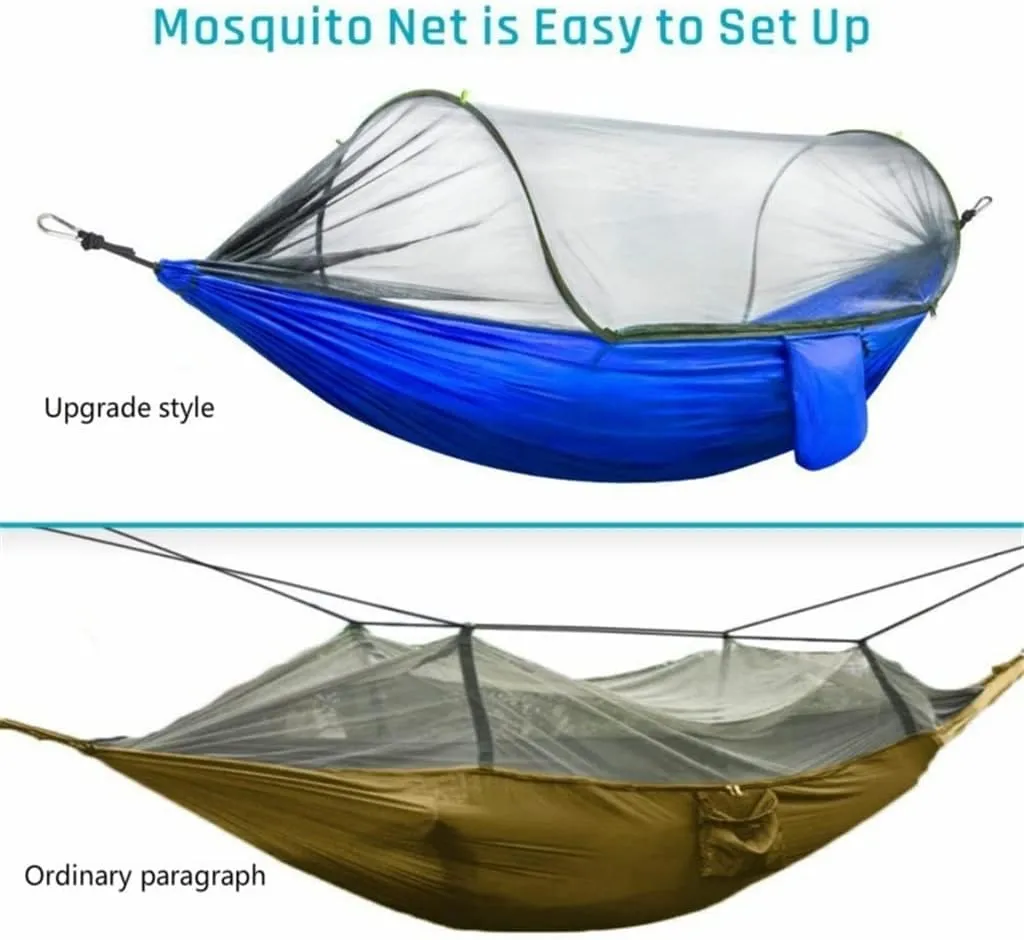 Camping Hammock with Mosquito Net -Up Light Portable Outdoor Parachute Hammocks Swing Sleeping Hammock Camping Stuff (Color : White-Style) (White Style)