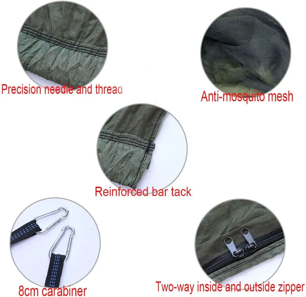 Camping Hammock with Net,Single & Double Tree Hammock Net, Lightweight Nylon Portable Hammock for Outdoor Camping, Lightweight Tree Hammocks (D-Camouflage)