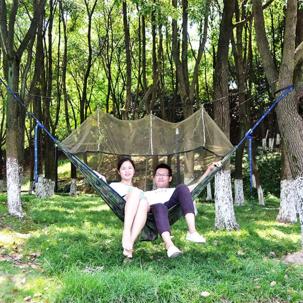 Camping Hammock with Net,Single & Double Tree Hammock Net, Lightweight Nylon Portable Hammock for Outdoor Camping, Lightweight Tree Hammocks (D-Camouflage)