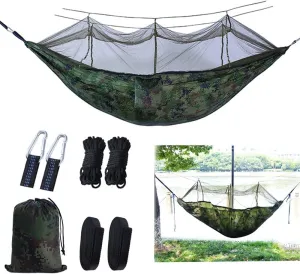 Camping Hammock with Net,Single & Double Tree Hammock Net, Lightweight Nylon Portable Hammock for Outdoor Camping, Lightweight Tree Hammocks (D-Camouflage)