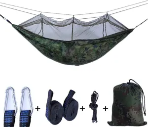 Camping Hammock,Double Hammock,Portable Hammock with Mosquito Net,Ultralight Parachute Hammock for Travel Outdoor Beach Fan Color 260x140cm