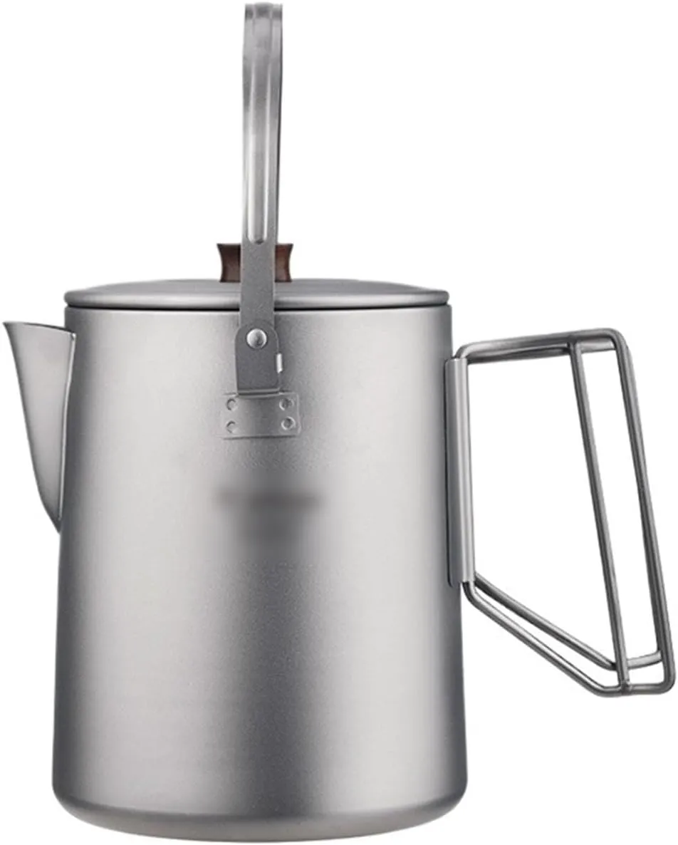 Camping Kettle 1.5L Titanium Camping Kettle Camp Tea Coffee Pot Large Outdoor Hiking Kettle Pot Portable Outdoor Kettle Camping Kettle Camp Tea offee Pot