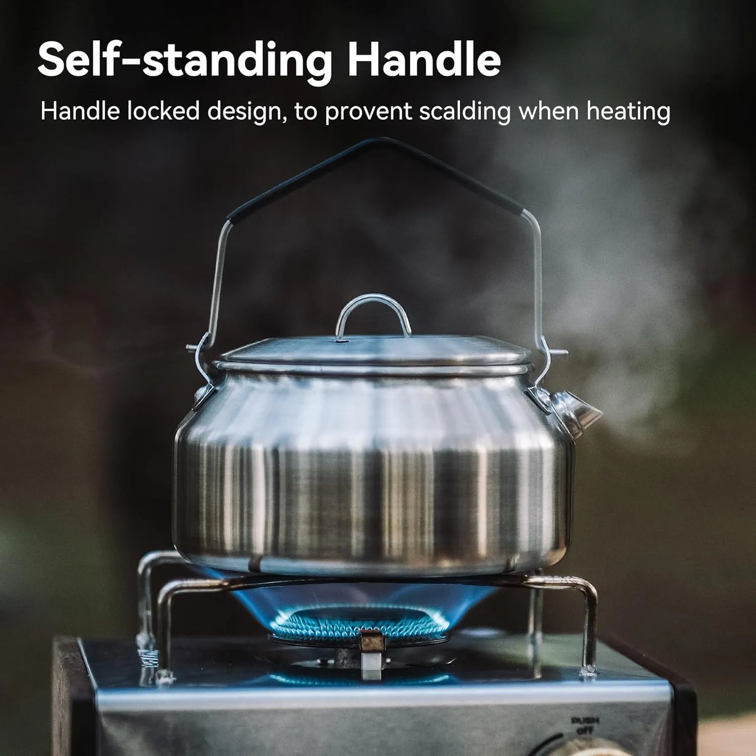 Camping Kettle 1Liter, Camp Tea Coffee Pot Stainless Steel Outdoor Hiking Kettle Pot Lightweight Durable Camping Tea Kettle
