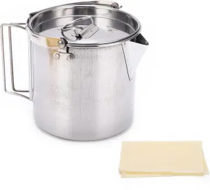 Camping Kettle Hiking Pot Stainless Steel, Heat‑, Anticorrosion, Durably, Sturdy, and Portable Ideal for Outdoor Adventures like Hiking and Picnic