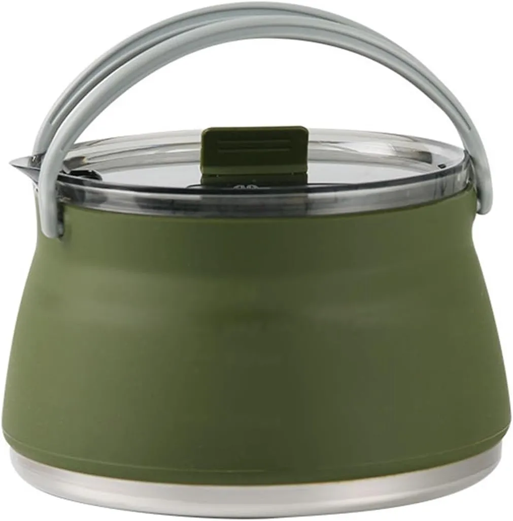 Camping Kettle Outdoor Boiling Kettle Portable Collapsible Camping Kettle Multi-functional Picnic Tea Kettle Camping Kettle Camp Tea offee Pot (Color : Dark Green)