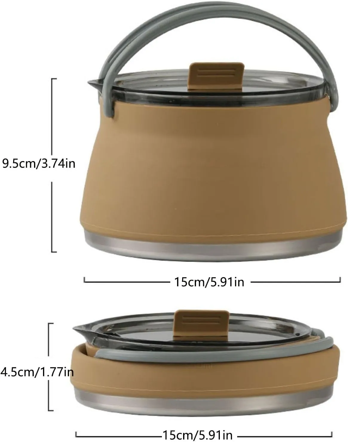 Camping Kettle Outdoor Boiling Kettle Portable Collapsible Camping Kettle Multi-functional Picnic Tea Kettle Camping Kettle Camp Tea offee Pot (Color : Dark Green)