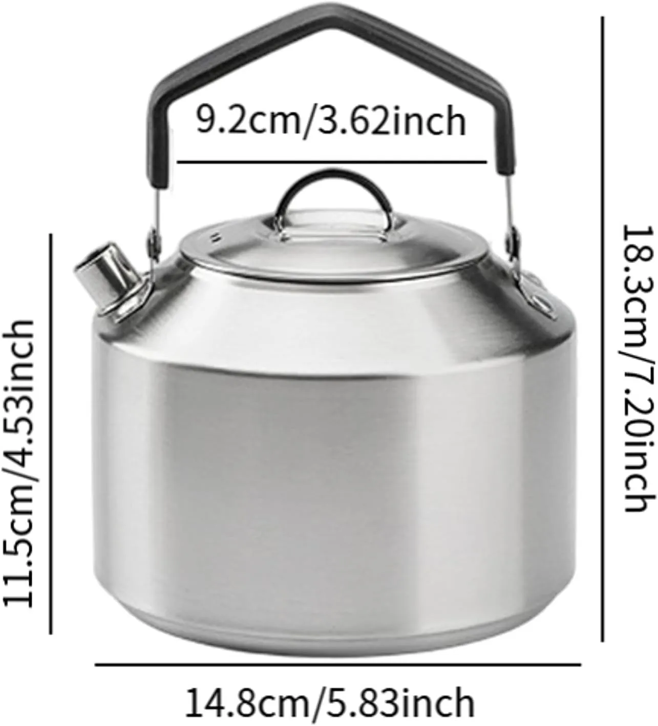 Camping Kettle Outdoor Water Pot Compact Easy to Clean Water Kettle Coffee Tea Pot for Outdoor Sports Boiling Water over Fire, Silver 1.5L