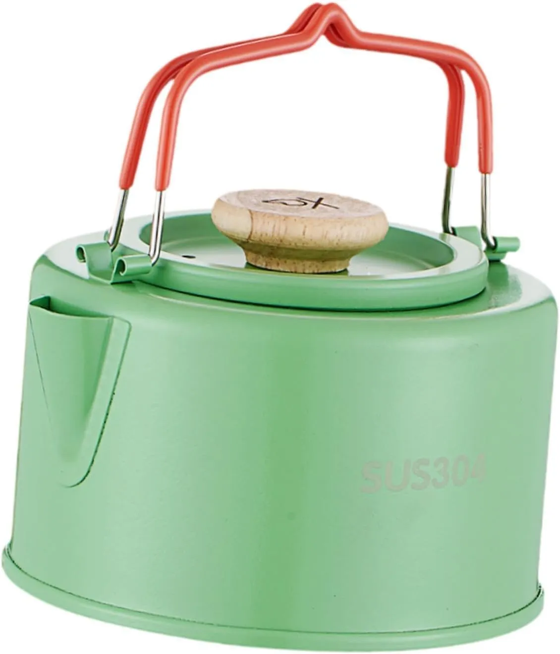 Camping Kettle Teapot Portable Cookware with Handle Lightweight Tea Kettle Tea Pot for Picnic Travel Climbing Fishing Outdoor, Green