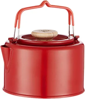 Camping Kettle Teapot Portable Cookware with Handle Lightweight Tea Kettle Tea Pot for Picnic Travel Climbing Fishing Outdoor, Red