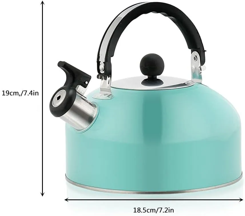 Camping Kettle with Whistle 3 Litre, Stainless Steel Camping Kettle for Gas Stove, Travel Kettle with Folding Handle and Lid with (Purple)