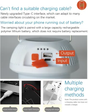 Camping Lantern Solar Rechargeable, LED Tent Light Ultra Bright for Camping (Eclectic, WhiteHMIASFMK1 Pack)