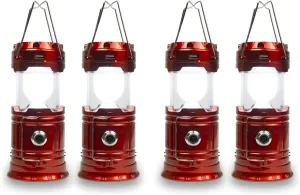Camping Lantern Solar Rechargeable with Phone Charger,LED Lantern Flashlight 2 Power Supply Modes Survival Kit for Emergency, HuHMIASFMKicane(4 Pack)