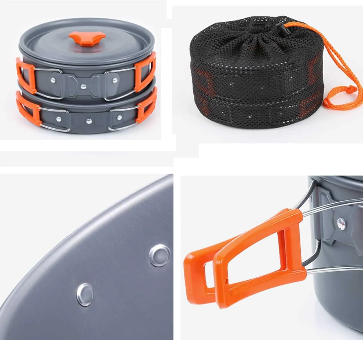 Camping Outdoor Aluminum Alloy Cookware Frying Pan Soup Kettle Handle Foldable Suitable for 2-3 People 4-5 People