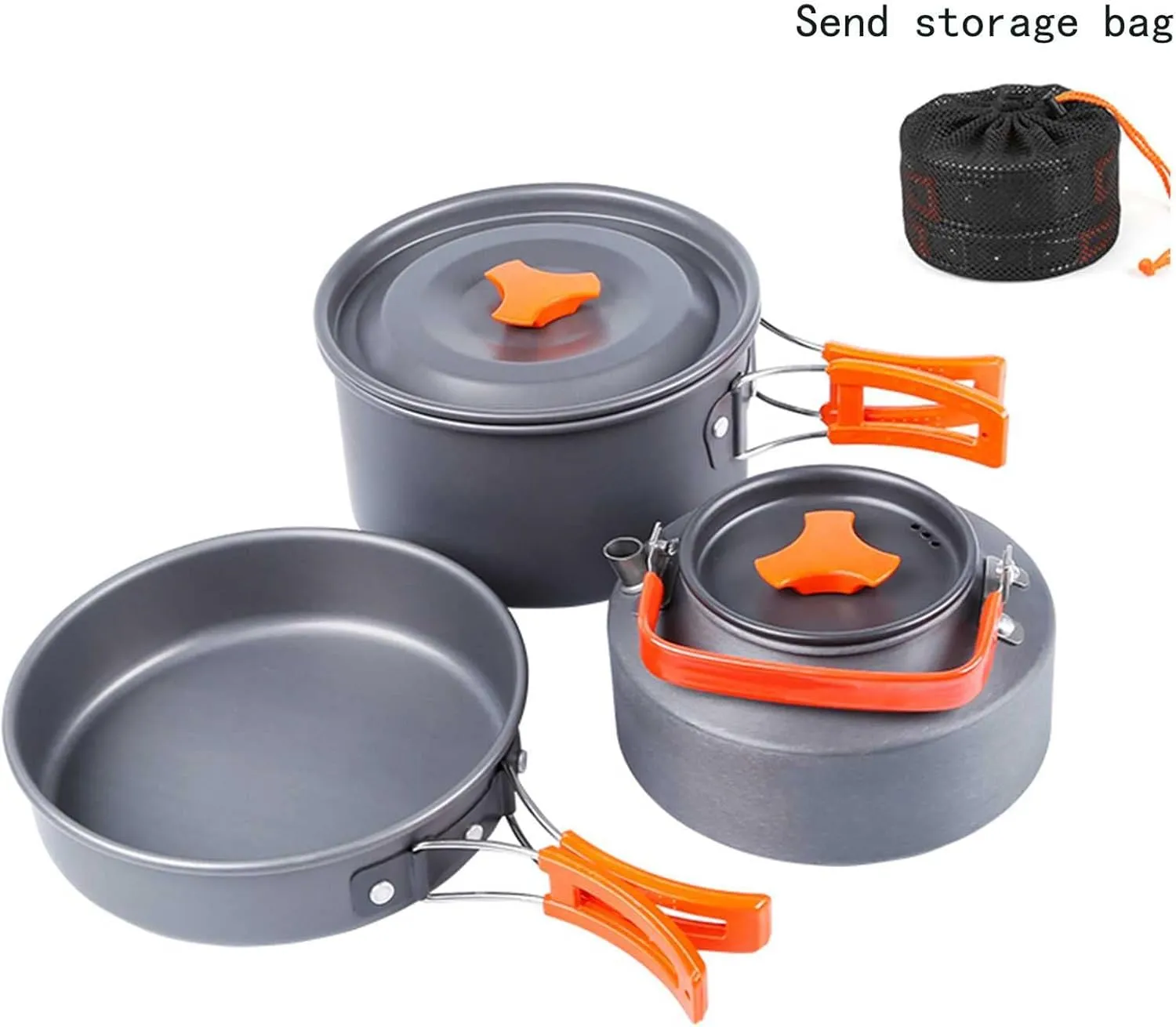 Camping Outdoor Aluminum Alloy Cookware Frying Pan Soup Kettle Handle Foldable Suitable for 2-3 People 4-5 People