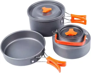 Camping Outdoor Aluminum Alloy Cookware Frying Pan Soup Kettle Handle Foldable Suitable for 2-3 People 4-5 People