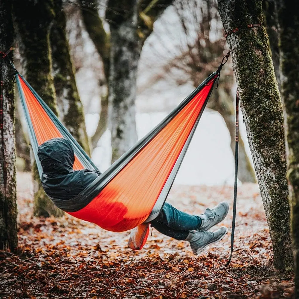 Camping Parachute Hammock 300200Cm Portable Survival Garden Outdoor Furniture Leisure Sleeping Travel Double Hanging Bed Dblue-Blacka