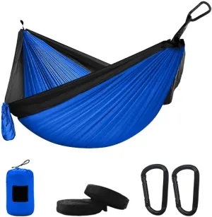 Camping Parachute Hammock 300200Cm Portable Survival Garden Outdoor Furniture Leisure Sleeping Travel Double Hanging Bed Dblue-Blacka