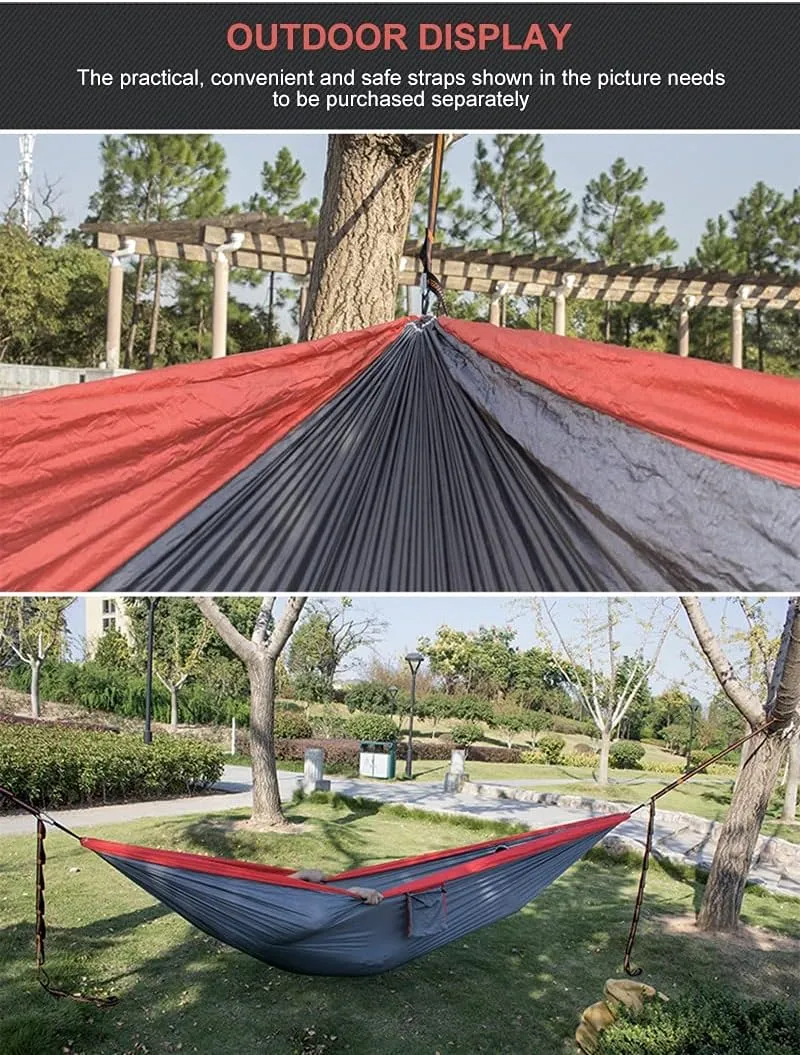 Camping Parachute Hammock 300200Cm Portable Survival Garden Outdoor Furniture Leisure Sleeping Travel Double Hanging Bed Dblue-Blacka
