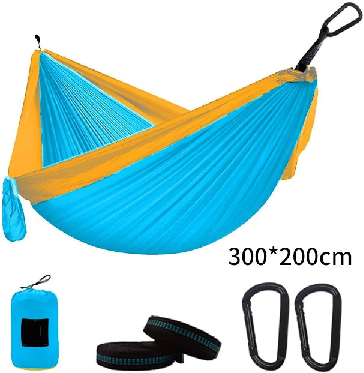 Camping Parachute Hammock 300200Cm Portable Survival Garden Outdoor Furniture Leisure Sleeping Travel Double Hanging Bed Dskyblue-Orangea